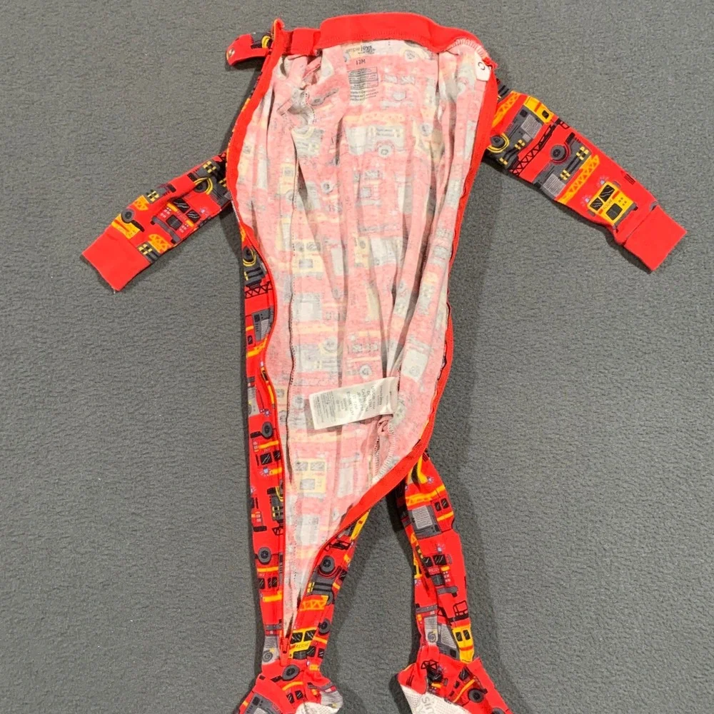 Simple Joys by Carters 12M Set of 2 Baby‎ Boys Footed Pajamas Fire Truck Monster
